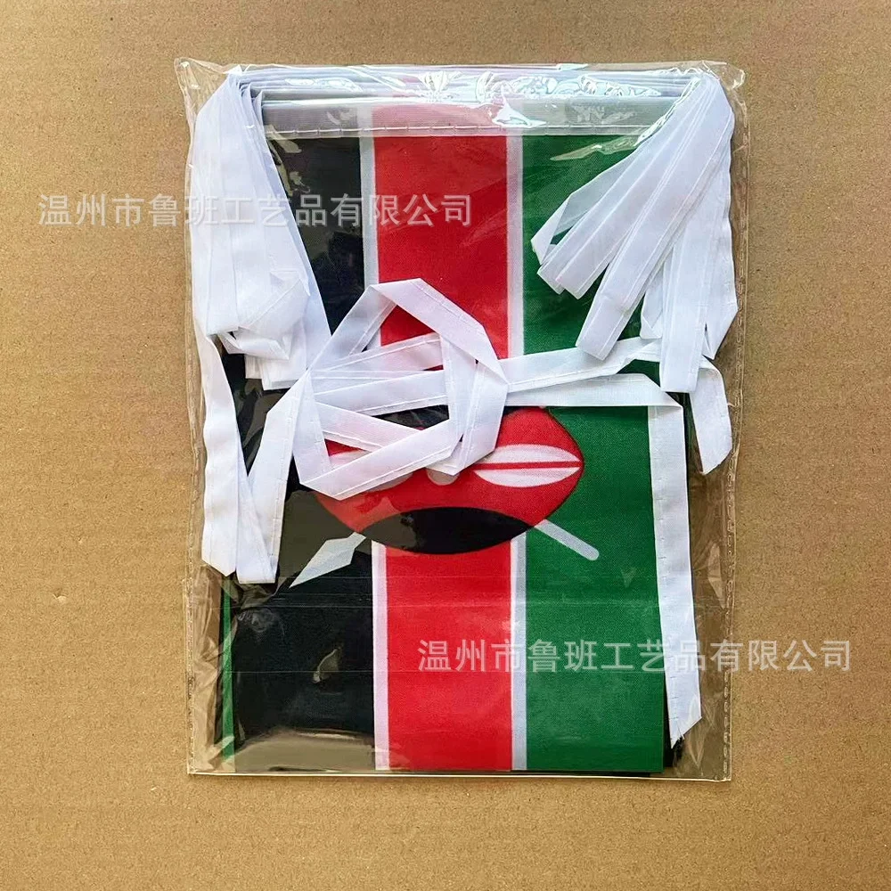 Banderines SKY FLAG de Kenia, 14x21cm, 20 unids/lote, banderas de cuerda de Kenia, banderín para decoración de fiesta y Festival - imagen 3