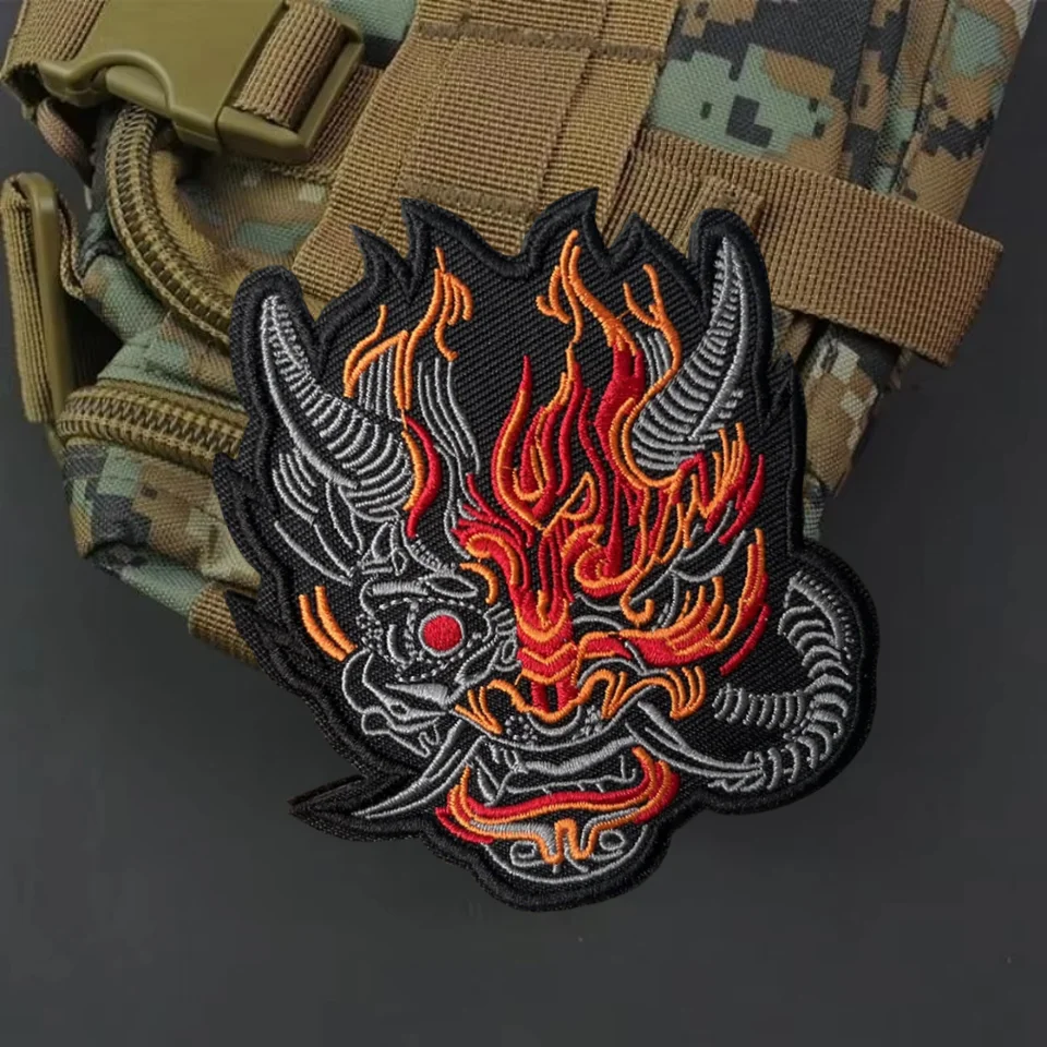 Parche bordado de Robot demonio, insignia de moral táctica, emblema, parches de gancho y bucle, brazalete del ejército militar, pegatinas para mochila - imagen 2