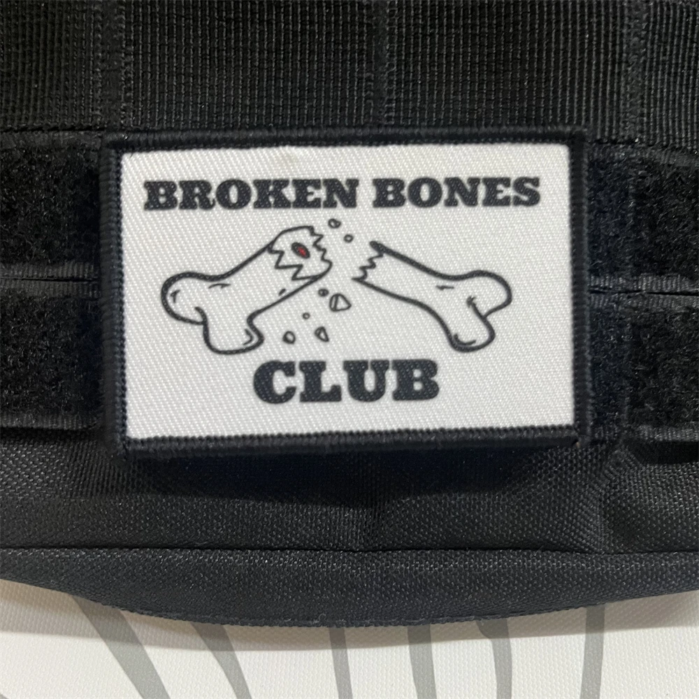 Parches tácticos de moral del Club de huesos rotos para ropa, parche de gancho y bucle impreso, pegatina para mochila del ejército militar - imagen 4