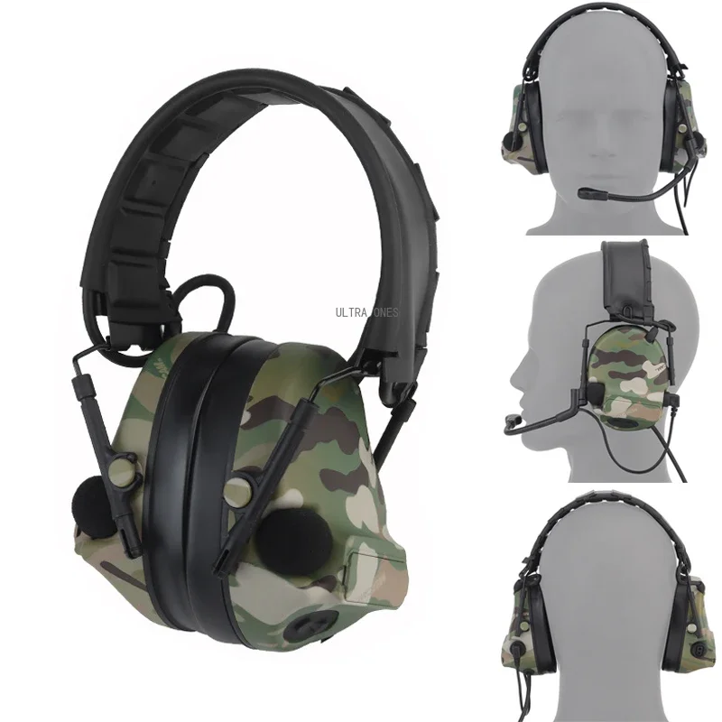 Auriculares tácticos Airsoft Wargame, auriculares con reducción de ruido para caza al aire libre, deportes de combate, plegables