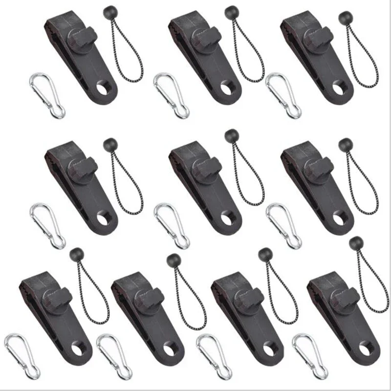 Clips para lona, abrazaderas para lona con agarre de bloqueo resistente, con cuerdas elásticas de bola, Clips fuertes para tienda de campaña, toldos para lona para acampar al aire libre, caravana - imagen 5