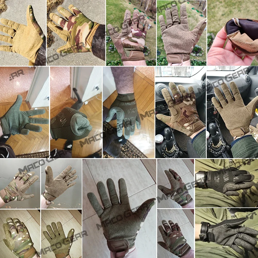Guante táctico militar para hombre, guantes de dedo completo para Airsoft, deportes de ciclismo, entrenamiento de acampada, ciclismo, Paintball, camuflaje ligero - imagen 3