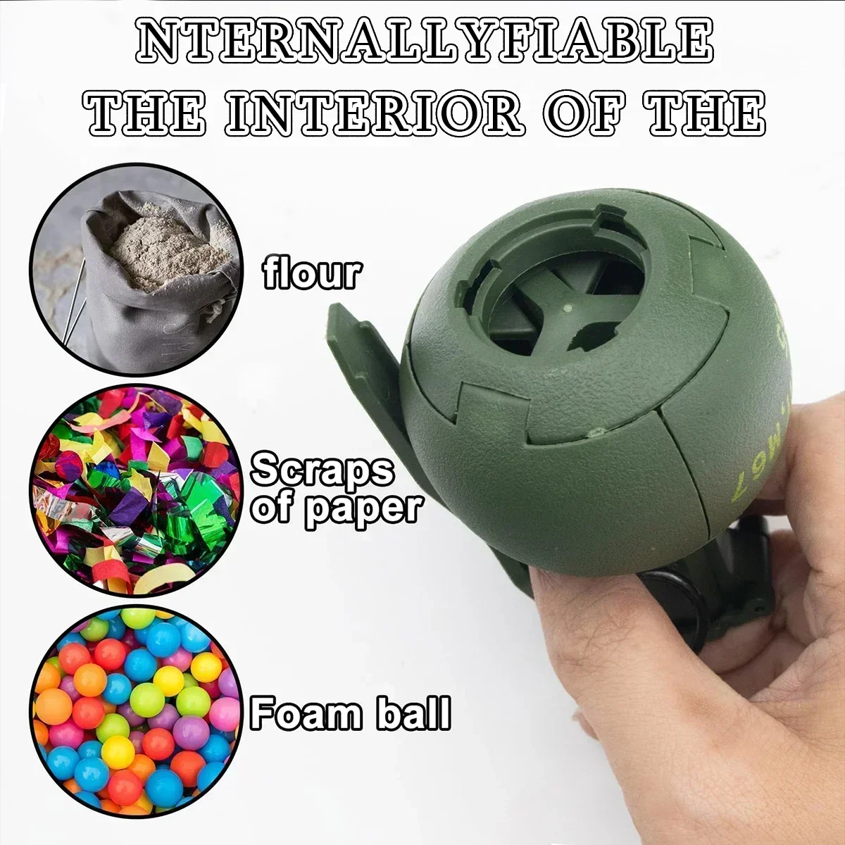 Modelo de Granada F1/3 Uds., juguete táctico de Paintball Airsoft con 1 bolsa de munición, anillo de tracción de impacto divertido, juguetes de Granada para adultos, deportes al aire libre - imagen 4