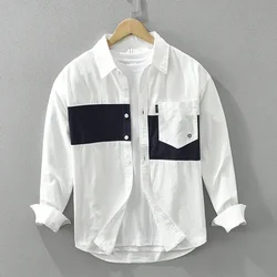 Camisa táctica vintage manga larga con parches y cuello algodón