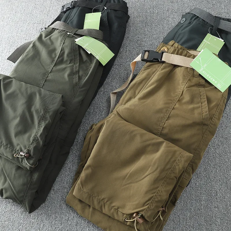 Pantalones impermeables a prueba de viento con forro polar para exteriores, pantalones informales de pierna recta para hombre con múltiples bolsillos para invierno - imagen 3