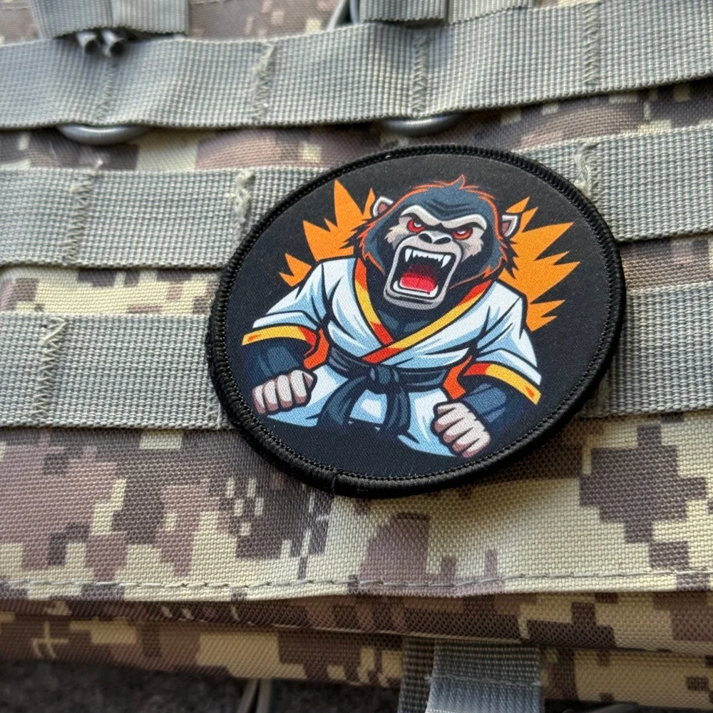 Parche de insignia de moral de mono de Judo Chevron, pegatina decorativa de equipo militar táctico, parches de gancho y bucle impresos para ropa - imagen 4