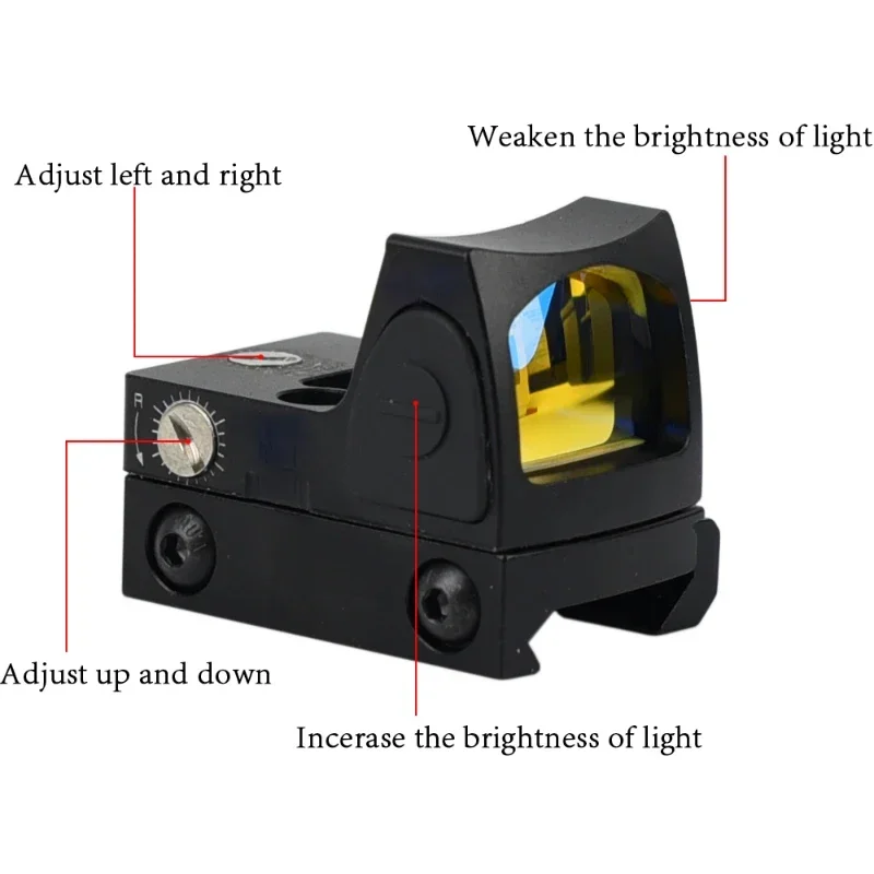 Mini mira réflex de punto rojo AR15 G19 M4 Glock Rifle Reflex Sight Airsoft/pistola de caza Scope Fit accesorio táctico - imagen 4
