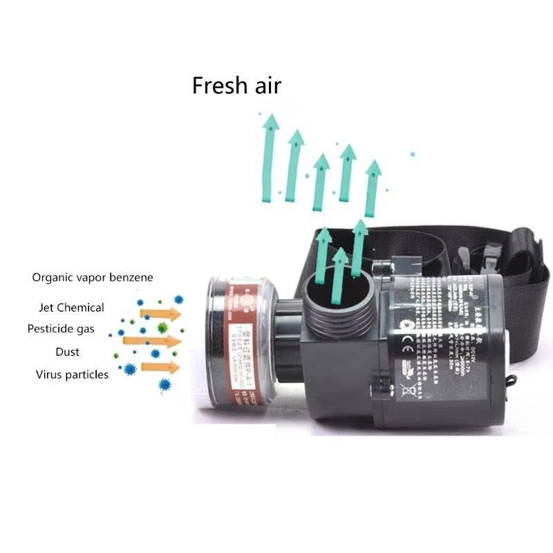 Máscara de Gas de cara completa, respirador de seguridad en el lugar de trabajo, flujo eléctrico constante suministrado, sistema de alimentación de aire, accesorio de ventilador - imagen 5