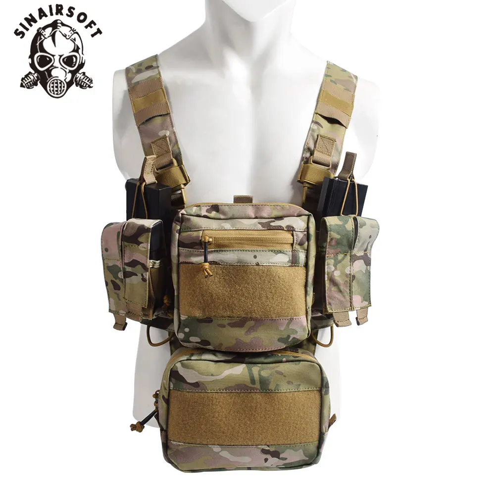 Chaleco de combate multifuncional para hombre, aparejo de pecho MOLLE táctico, Airsoft, caza, equipo civil, bolsa de revistas de nailon 500D, Multicam, nuevo - imagen 2