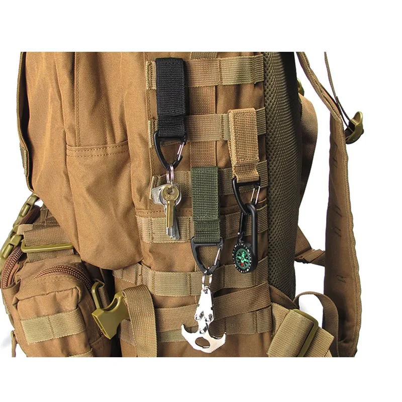 Hebilla triangular para exteriores, cinta de nailon fija, llavero, mochila, sujetador de cintura, gancho para llaves, caza, senderismo, correas de mosquetón, 3 uds. - imagen 4