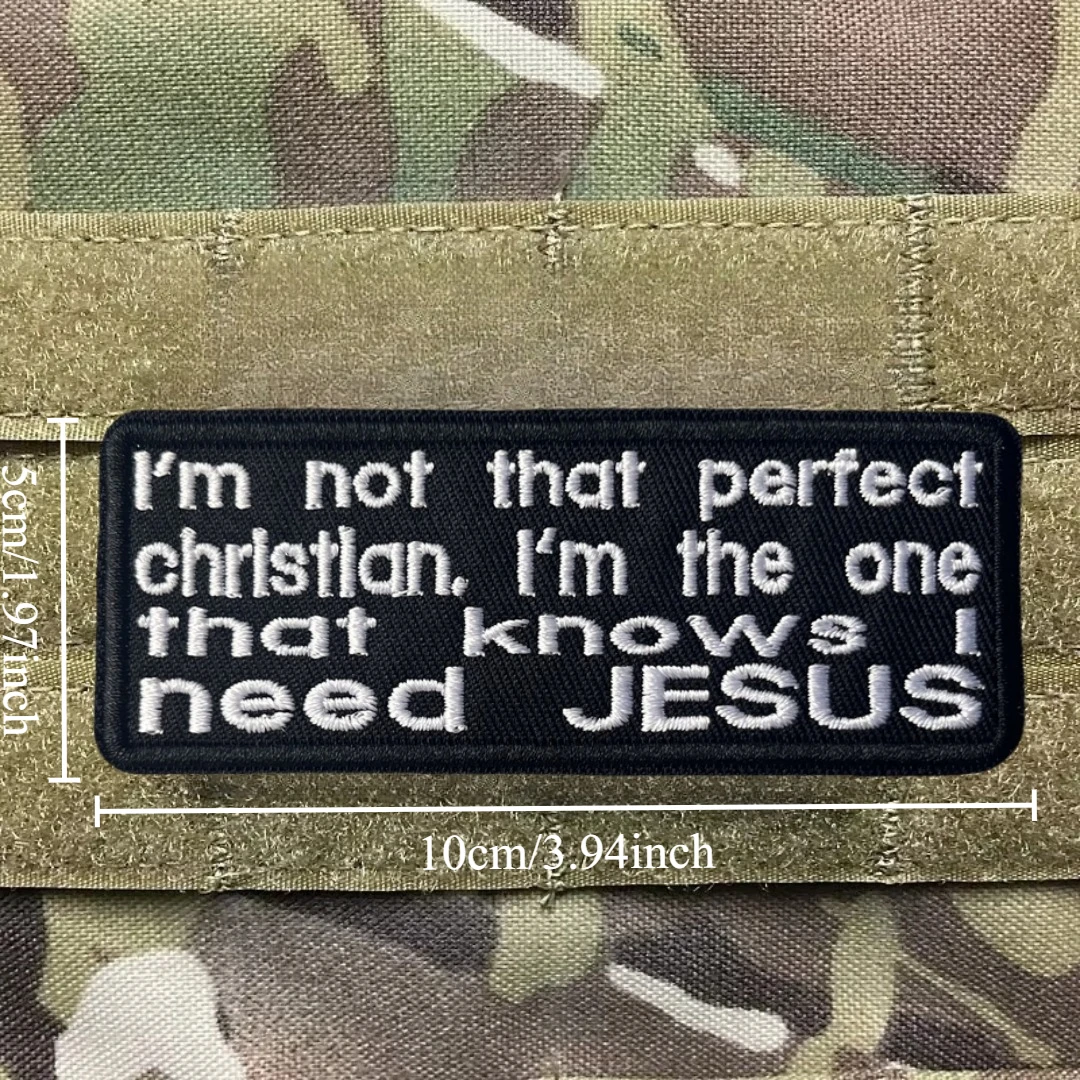 Parche de versículo de la Biblia, insignia de moral táctica, amor, Dios, fe, I Need JESUS, parches de gancho y bucle bordados, mochila, pegatina militar - imagen 3