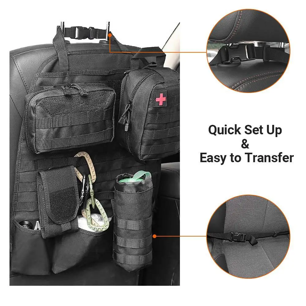 Molle-organizador trasero de asiento de coche, bolsa de almacenamiento de Panel, accesorios universales de caza, funda protectora para asiento de vehículo de viaje, bolsa de herramientas EDC - imagen 2