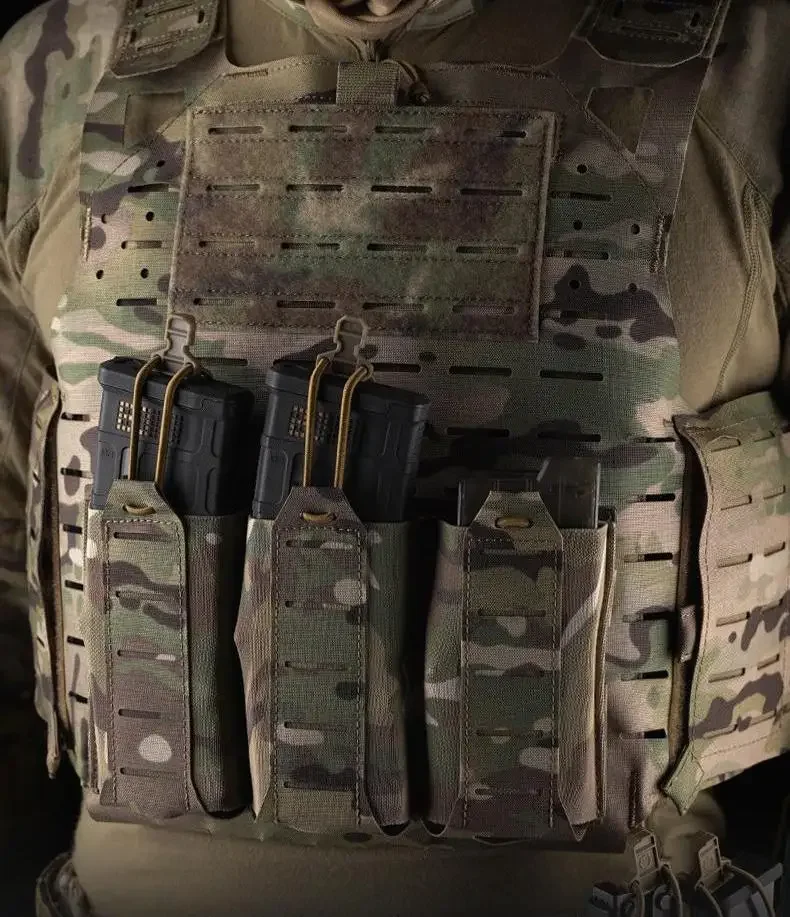 Bolsa elástica triple MOLLE 5,56/7,62 M4, ligera, bolsa triple elástica, material duradero, tácticas perfectas multicolores - imagen 3