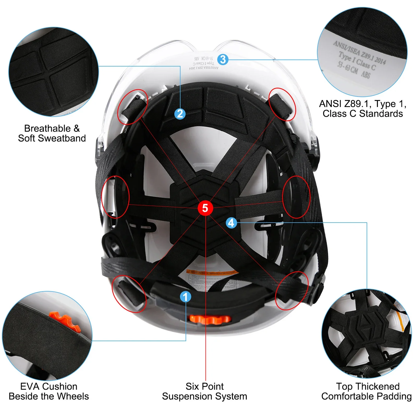 Casco de seguridad para construcción con gafas ABS, casco de trabajo al aire libre, casco protector de ingeniero, certificación CE ANSI - imagen 5
