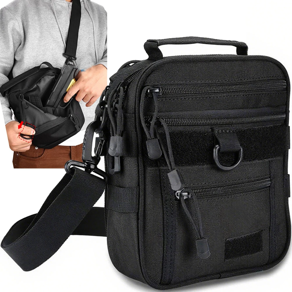 Bolsa de transporte oculta para pistola, bolso táctico de hombro para pistola, funda para pistola de acceso rápido, bolsa EDC para caza al aire libre, organizador Molle