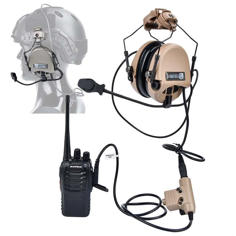 Auriculares tácticos para casco de caza, dispositivo de audio táctico de liberación de ruido, Softair militar, adaptador de riel de arco, M300 - imagen 4