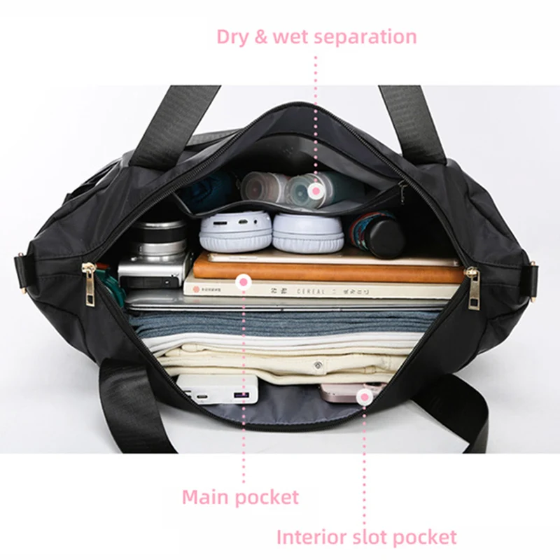 XA19WA-Bolsa de gimnasio en seco y húmedo, bolso de viaje de gran capacidad, portátil, plegable, para Yoga, Fitness, entrenamiento, paquete de zapatos, bolso de hombro para natación - imagen 5