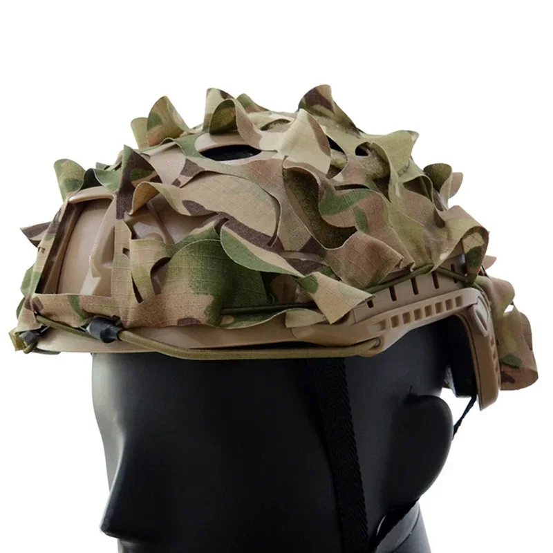 Cubierta de casco de red táctica 3D, cubierta de casco con cordón de nailon de camuflaje cortado con láser, accesorios de paracaidista de Paintball Scrim CS - imagen 4