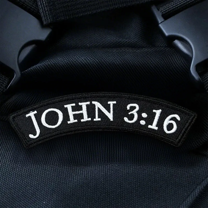 JOHN 3:16 parche bordado basculante BIBLE Jesús insignia de moral táctica parches de bucle de gancho brazalete militar pegatinas para mochila - imagen 3