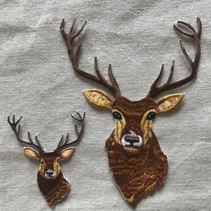 Parche de algodón bordado a mano con ciervo navideño, suministros para manualidades de ropa, parche bordado - imagen 4