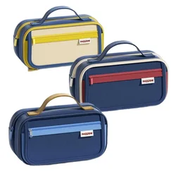 Retro 9 Layers Pencil Case Portable Large Capacity Pen Bag Wear-resistant Dirt-proof Pencil Pouch Student