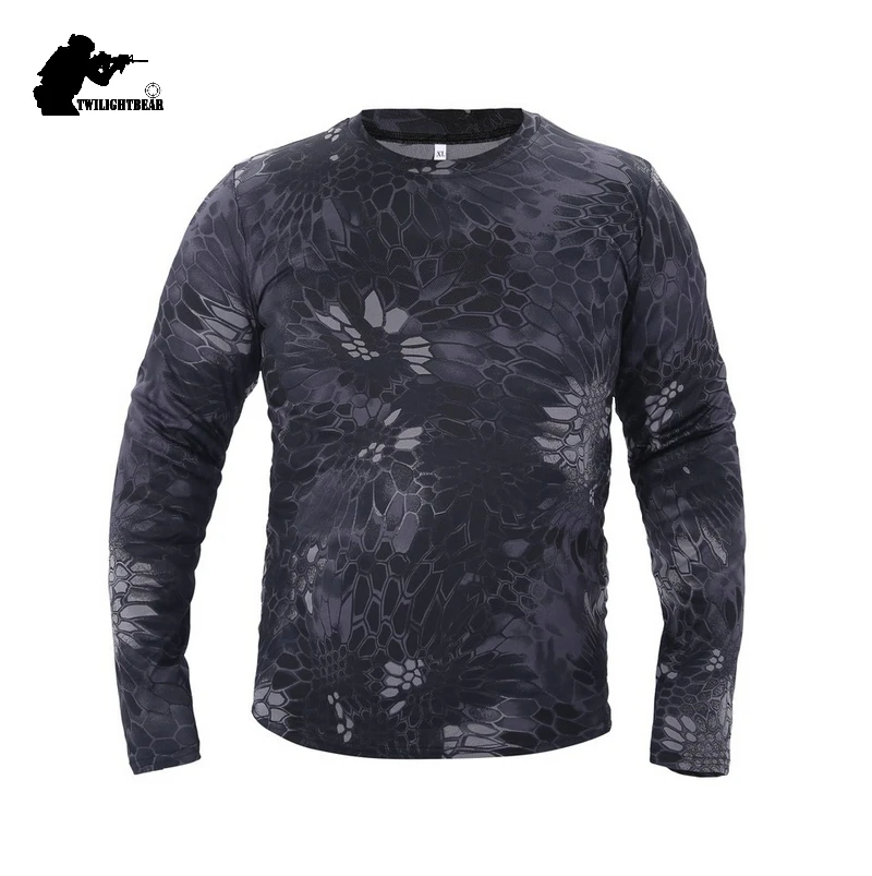 Camisetas de camuflaje al aire libre para hombre, camisa táctica de manga larga de secado rápido, ropa para hombre, camisetas de entrenamiento para caza y acampada AFT01 - imagen 5