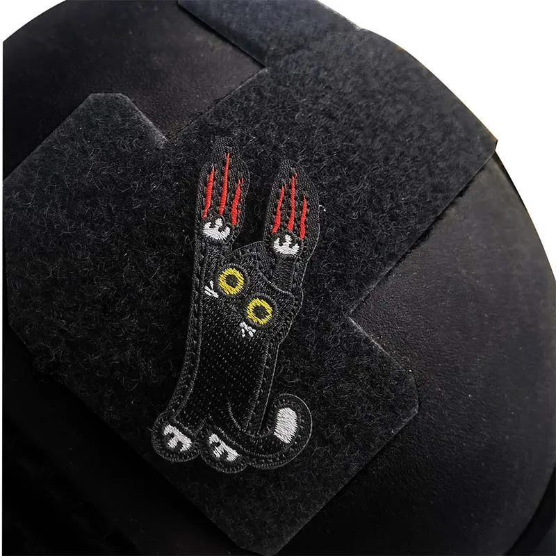 Parches bordados con apliques de tela de gatito trepador negro, pegatinas de moral con insignia táctica de gato lindo para brazalete, pecho, mochila - imagen 5