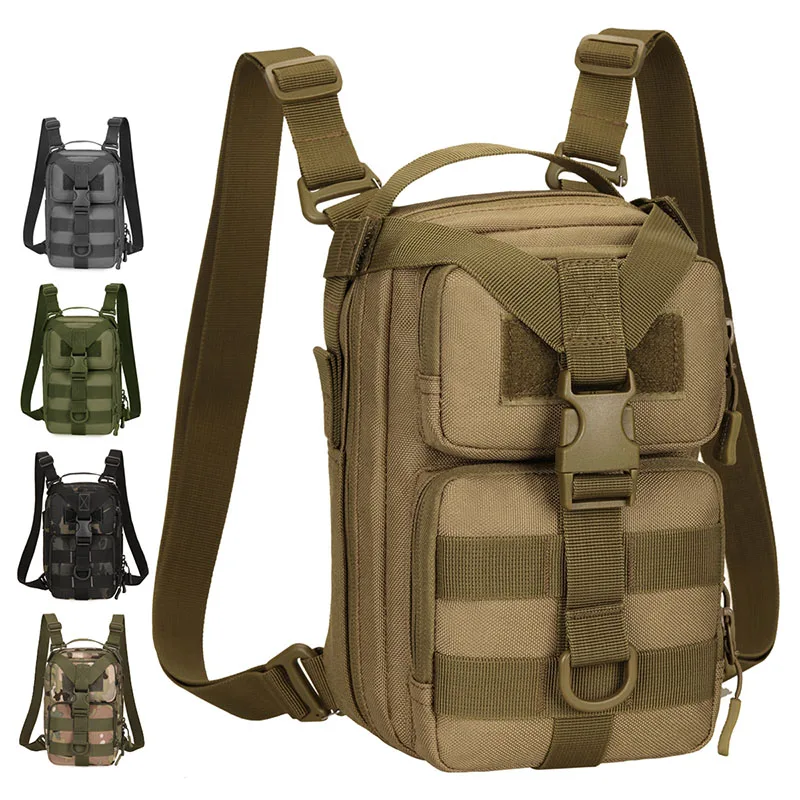Bolso de hombro táctico para acampar para hombre, mochila de sistema Molle para deportes al aire libre, viajes de ocio, ciclismo, escalada, senderismo