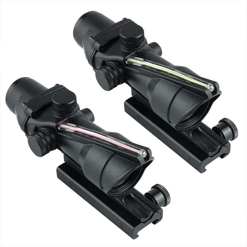 Mira telescópica táctica para caza, óptica de fibra roja y verde 4X32, No requiere batería, mira iluminada de fibra, riel de 20mm - imagen 5