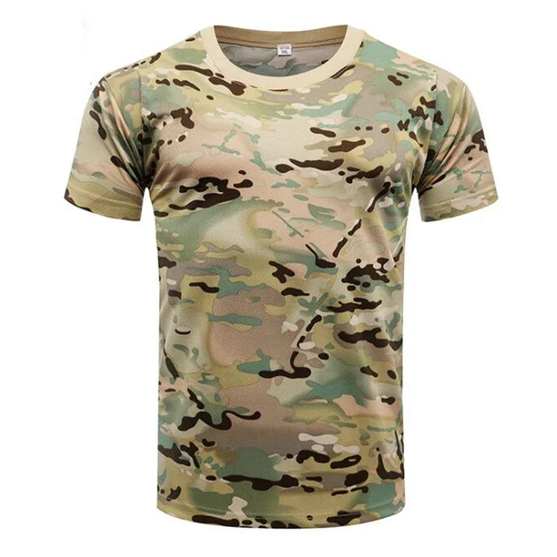 Camiseta de camuflaje para hombre, camiseta de verano de secado rápido, camisetas de manga corta para hombre, camiseta de Fitness de combate táctico militar al aire libre - imagen 4