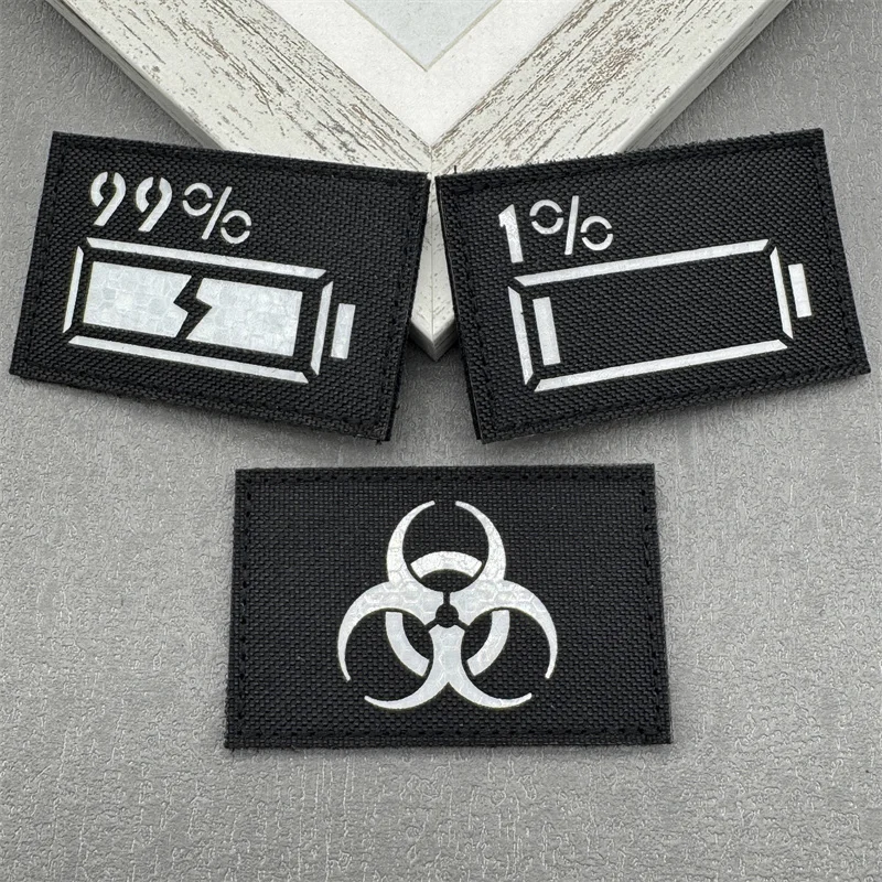 Parche de riesgo biológico que refleja la luz, parche táctico, emblema de gancho y bucle, insignias morales, chaleco de tela, equipo para exteriores, 1 ud. - imagen 2