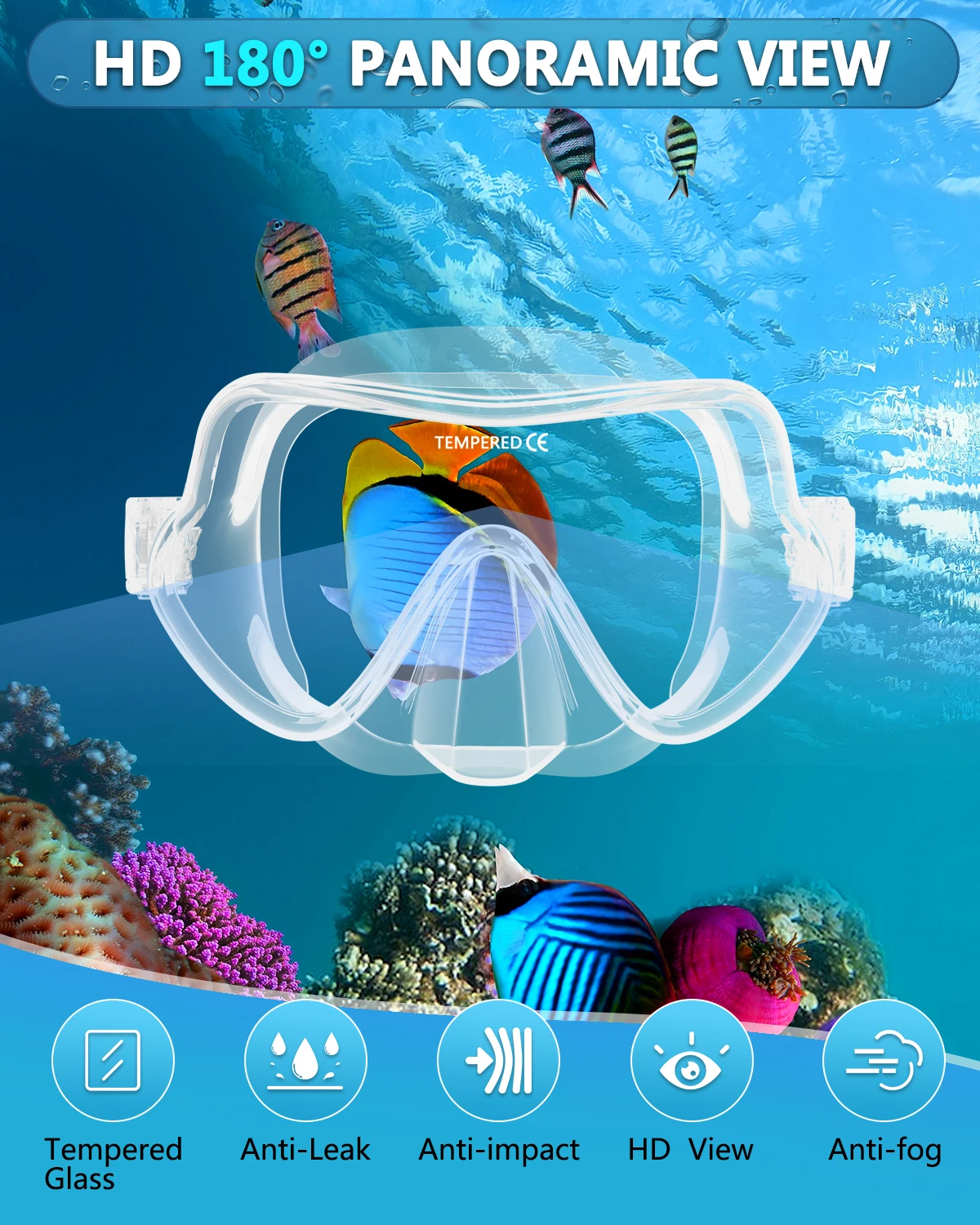 JSJM-mascarilla de buceo profesional para hombre y mujer, gafas de buceo con sello, máscara de vidrio templado, conjunto de natación - imagen 4