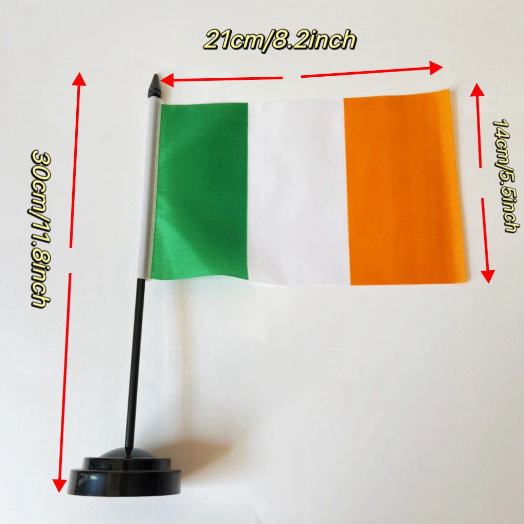 14x21cm escritorio de oficina bandera de Irlanda verde blanco naranja IRE IR irlandés bandera nacional del país BannerSaint Patrick - imagen 3