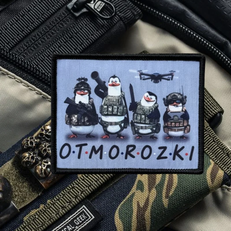 Parche con estampado del equipo de pingüinos, chaleco táctico, insignia de moral con gancho y bucle, pegatinas decorativas para mochila, parches para brazalete para ropa - imagen 4