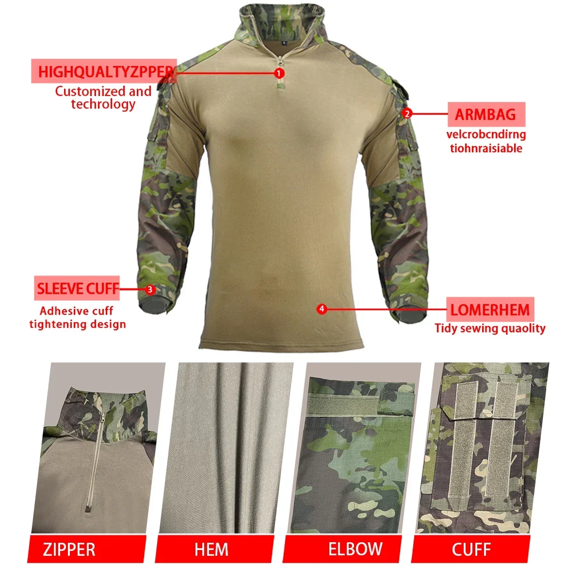 Ropa de Paintball Airsoft para hombre, uniforme + almohadillas, chaquetas tácticas de lana, camisas de combate Softair para hombre, ropa de trabajo CP de EE. UU., pantalones de camuflaje - imagen 4