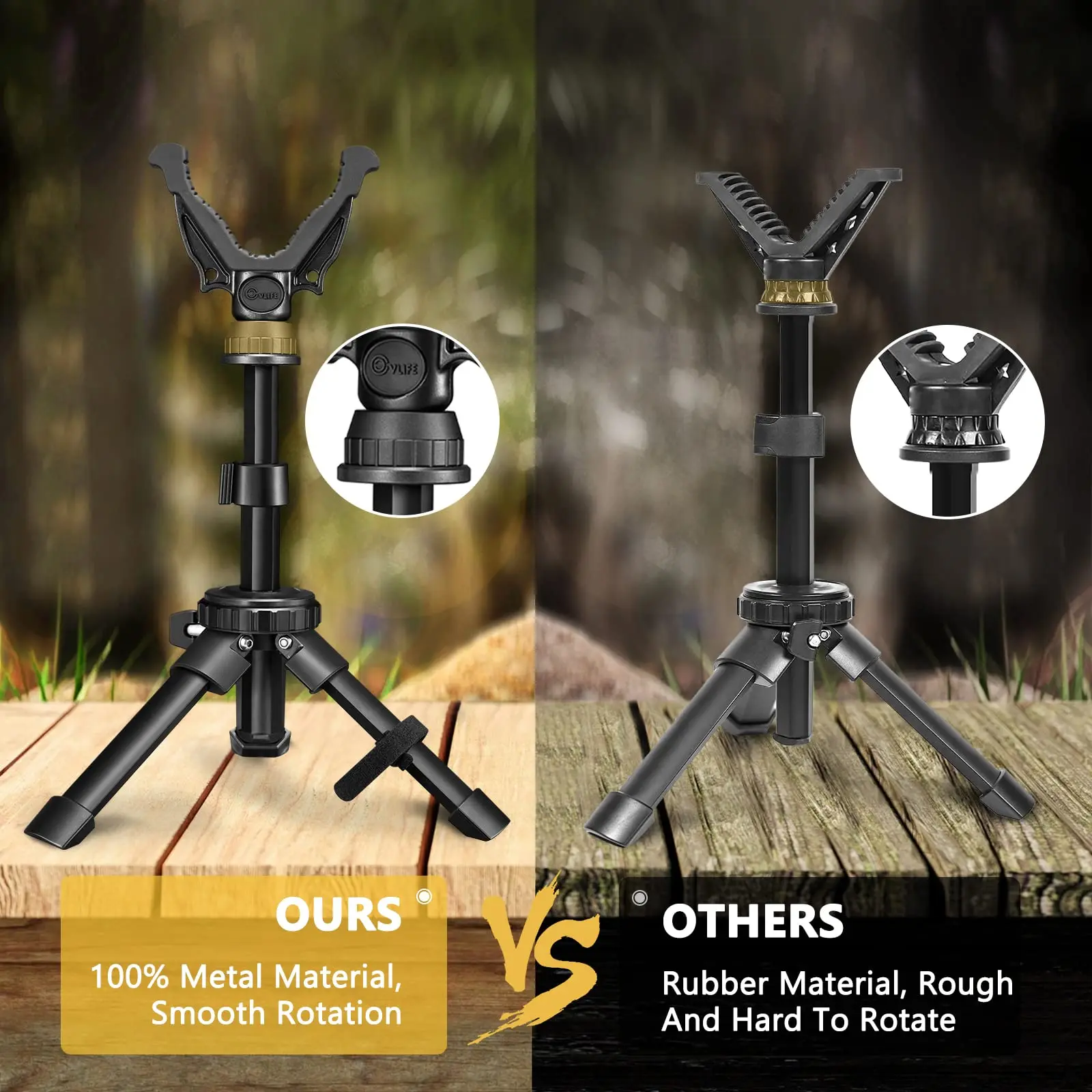 MidTen para trípode m lok, Mini palo de cámara profesional, telescopio de caza, trípode de descanso de tiro, palo de yugo en V de aluminio con carga de 5KG - imagen 2