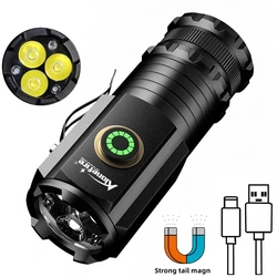 Linterna táctica LED recargable USB compacta con imán potente