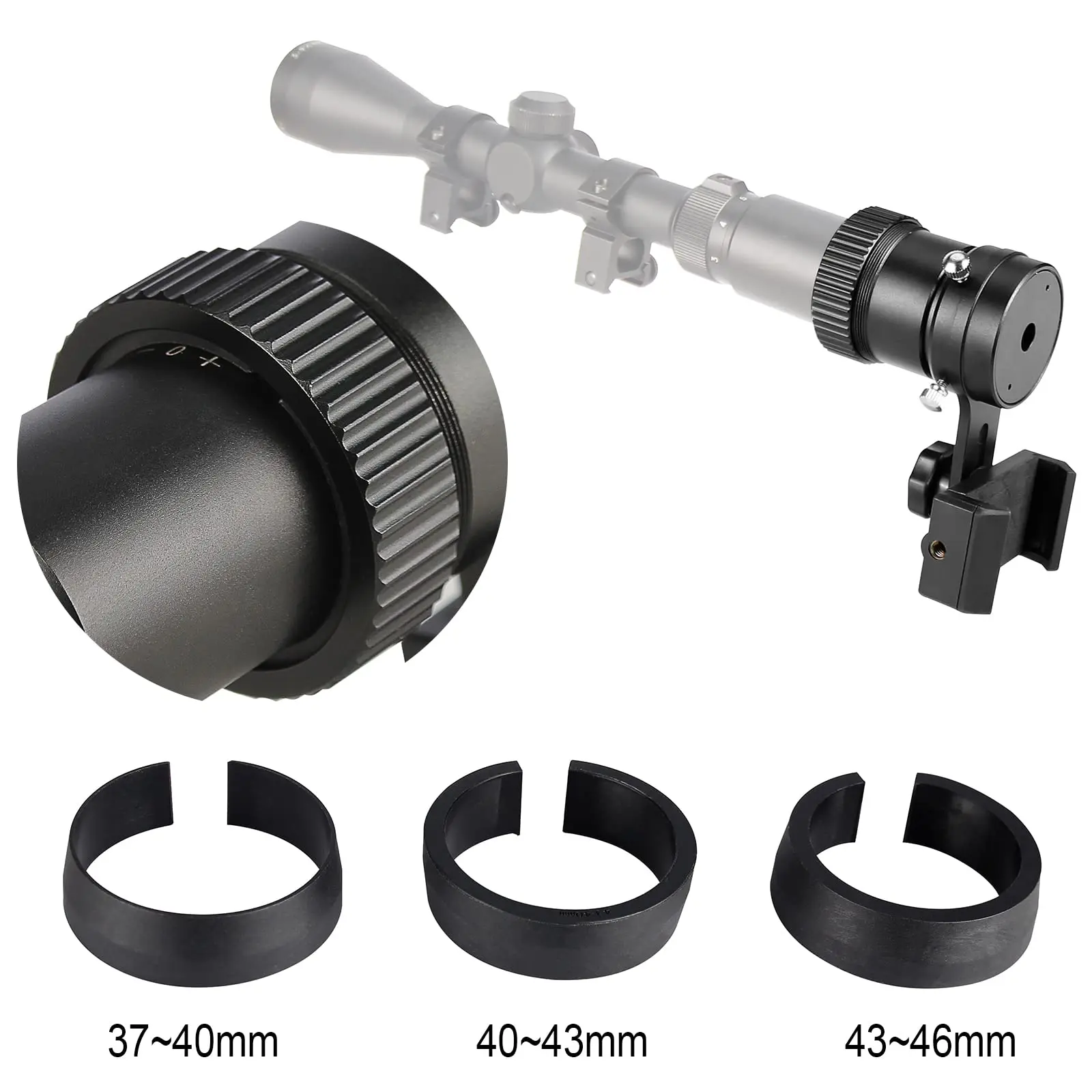 Mira telescópica táctica para teléfono inteligente, adaptador de anillo con 3 fundas elásticas, soporte para mira telescópica para grabar un momento de caza por teléfono - imagen 4