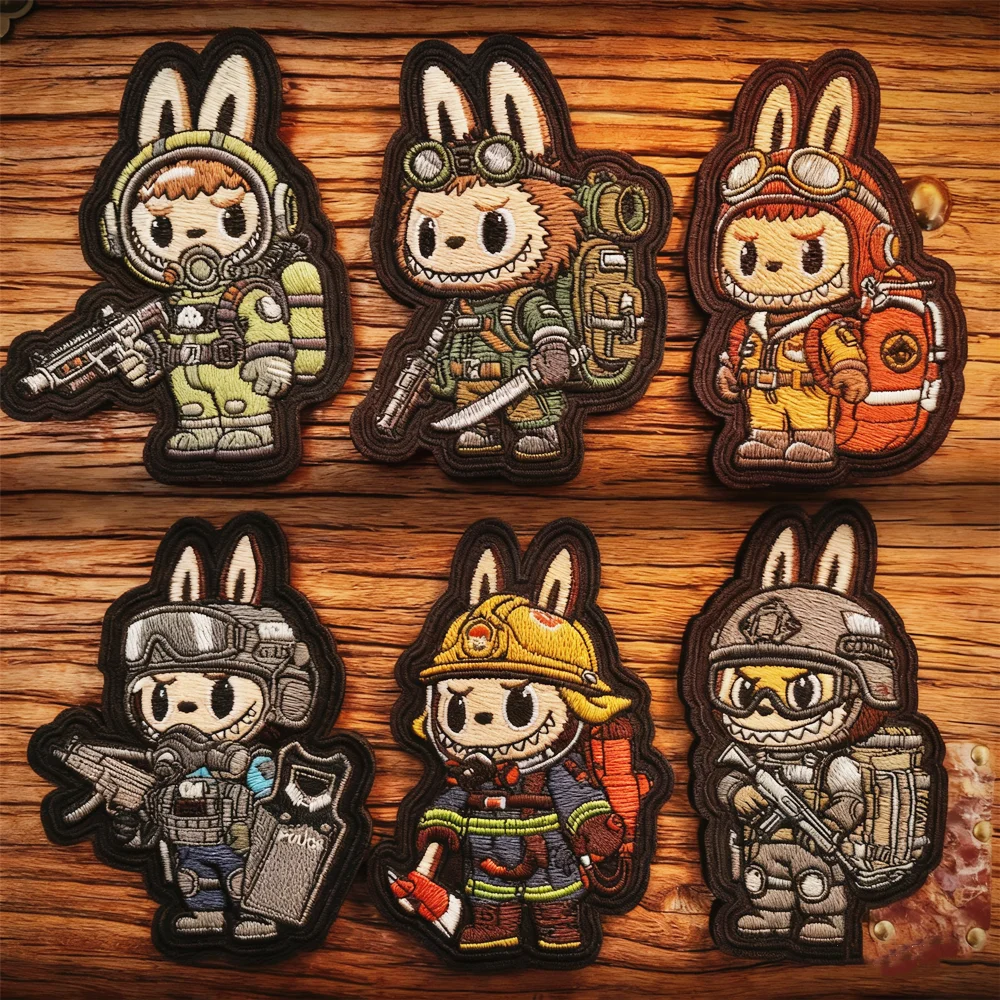 Parche bordado de escuadrón táctico, brazalete de dibujos animados de bombero del ejército de la Marina de la Fuerza Aérea para ropa, mochila, chaleco, decoración