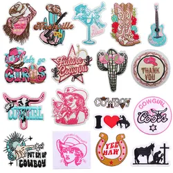 10 unids/lote de parches bordados de vaqueras occidentales, parches termoadhesivos para ropa, parches bordados de vaquera en ropa, decoración de mochila