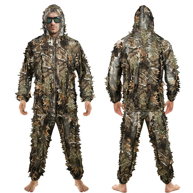Traje Ghillie de camuflaje con hojas 3D, camuflaje ligero, Ghillie woodland, camuflaje, francotirador, Airsoft, equipo de caza - imagen 2