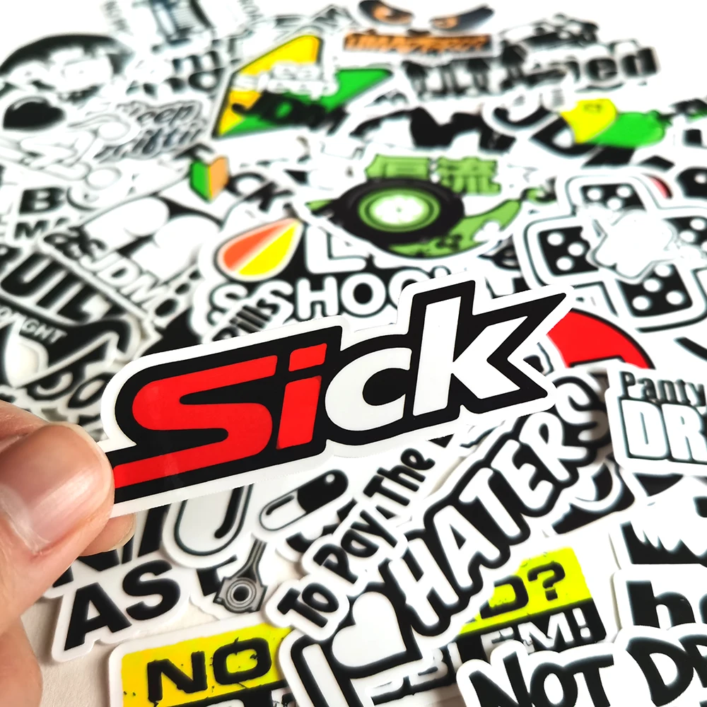 50 Uds. Divertidos pegatinas de estilo JDM monopatín equipaje parachoques bicicleta coche motocicleta Scooter calcomanías geniales pegatina bomba juguete impermeable - imagen 4