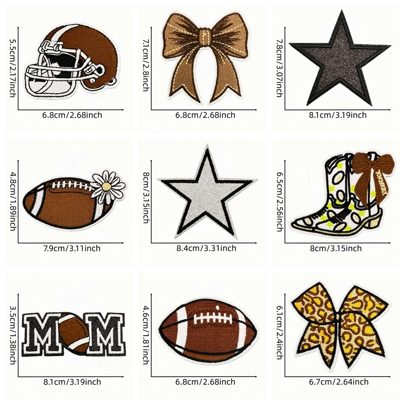 10 Uds. Parches bordados de Rugby de dibujos animados, parche decorativo para ropa, parches para planchar para ropa, bordado, insignias para coser/planchar DIY - imagen 3