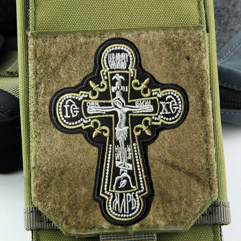 Parche bordado cristianismo ortodoxo con Velcro táctico para mochila - imagen 5