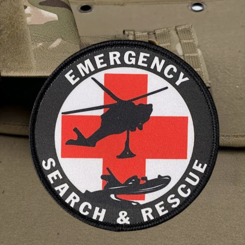 Parche de impresión de búsqueda y rescate, chaleco táctico, sombreros con gancho y bucle, insignia de moral, mochila, pegatinas decorativas, parches para brazalete para ropa - imagen 5