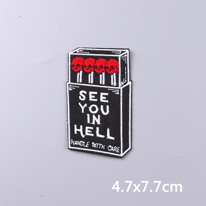 Smokes-parche bordado de calavera para el dedo, parches termoadhesivos para ropa, Parche de esqueleto para insignias de ropa - imagen 3