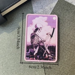 Parche táctico Skeleton Loto rosa brazalete gancho y bucle MOLLE