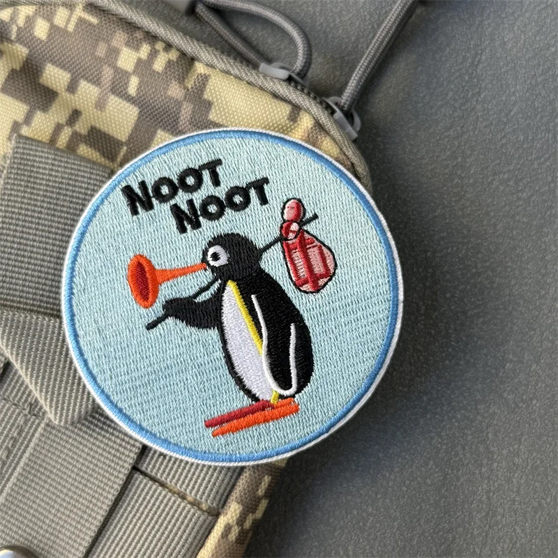 Parche "cute pingüino", insignia de moral táctica, gancho bordado y bucle, mochila, ropa, accesorios decorativos, pegatina, brazalete - imagen 4