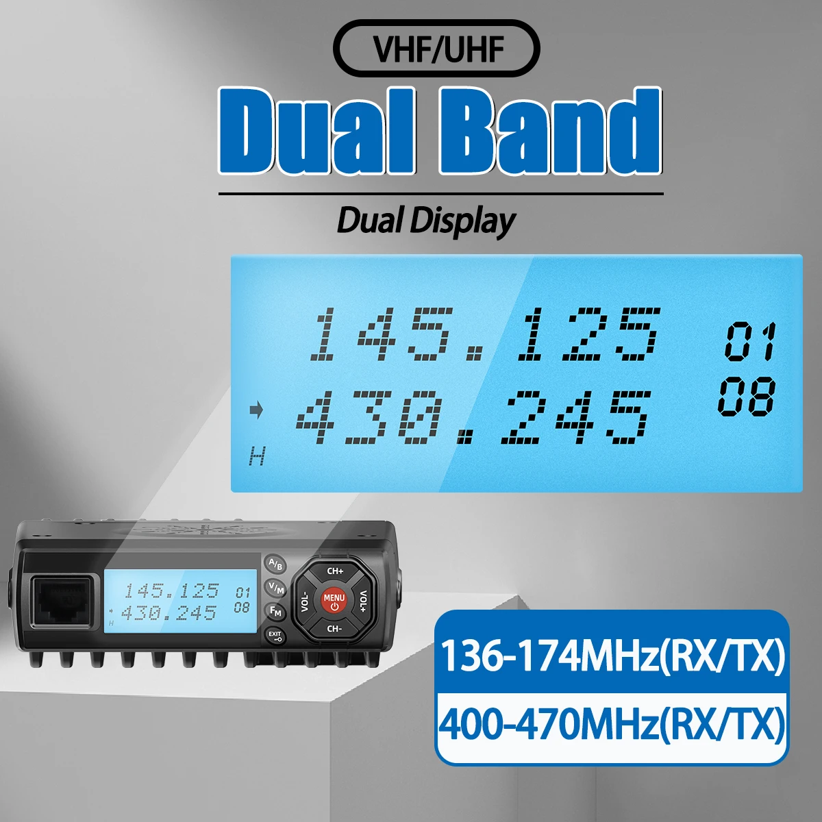 Walkie talkie móvil Abbree AR-218 doble banda VHF UHF DTMF - imagen 3