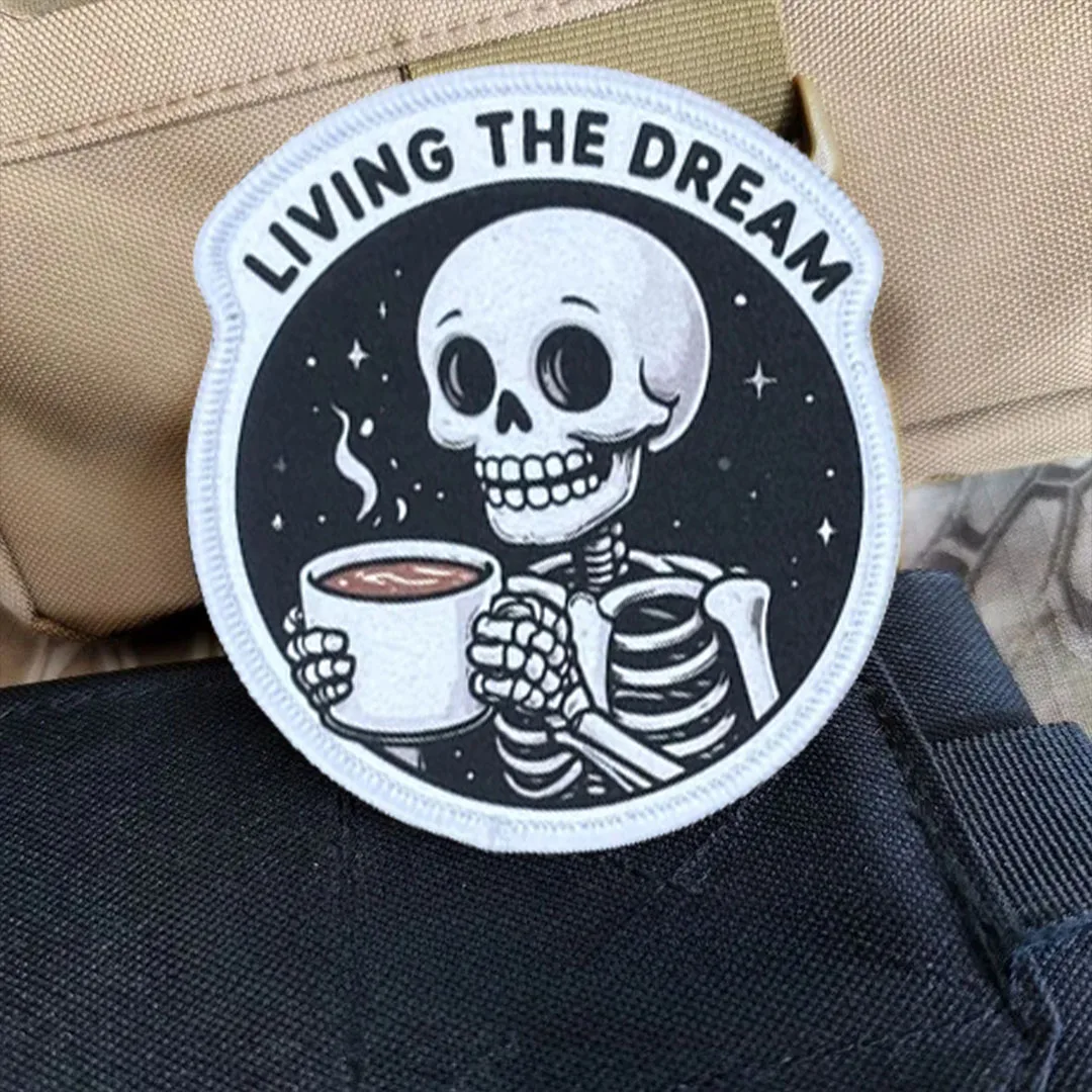 Parche táctico de calavera de LIVING THE DREAM, parches divertidos de gancho y bucle, insignia de moral militar, brazalete del ejército, pegatinas para mochila - imagen 5